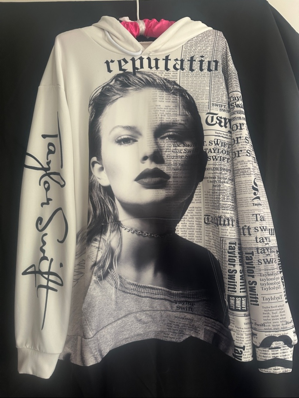 Taylor Swift White & Black Reputation Graphic Hoodie
